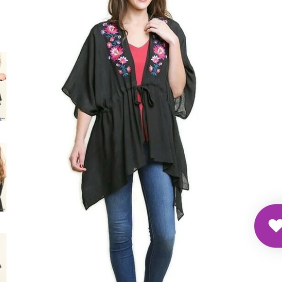 Umgee Tops - UMGEE Women's M/L Floral Embroidered Kimono NEW